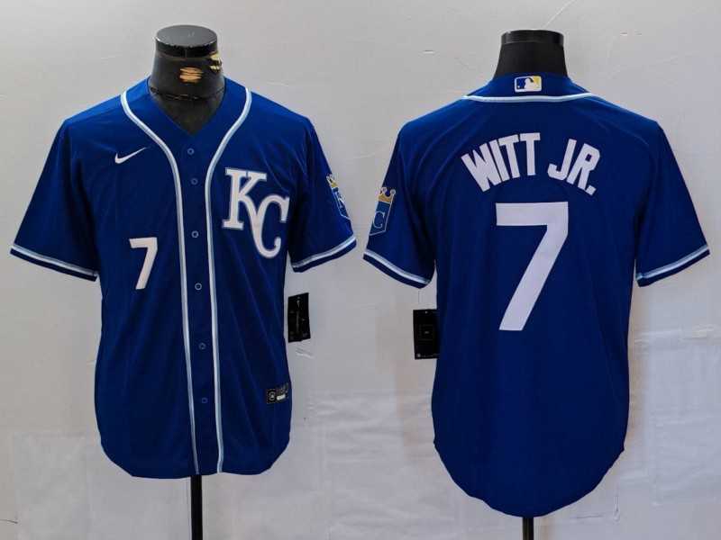 Mens Kansas City Royals #7 Bobby Witt Jr Number Royal Cool Base Stitched Baseball Jersey->kansas city royals->MLB Jersey